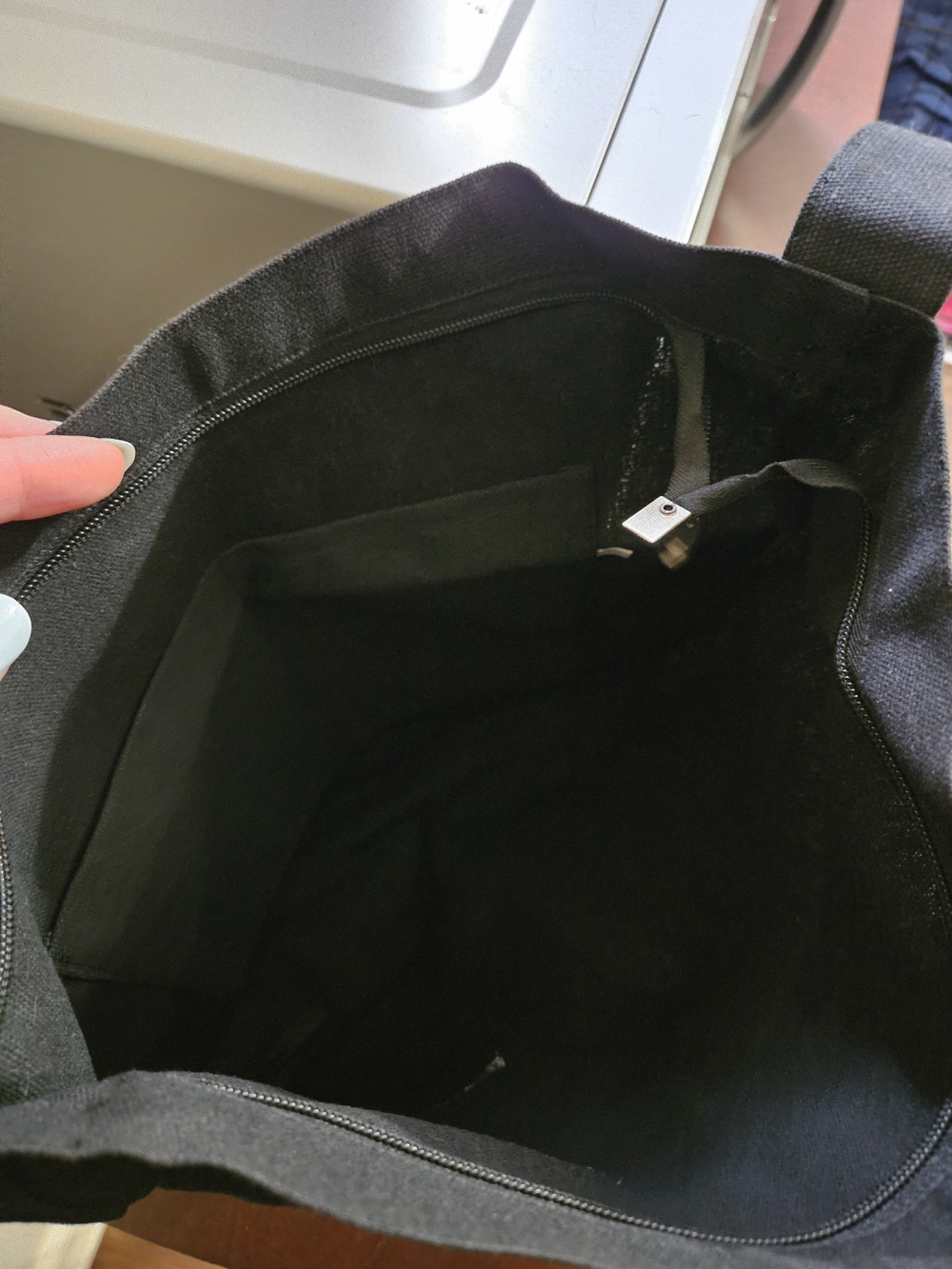 Merona Black Canvas Tote with Brass Snap - Picture 3 of 3